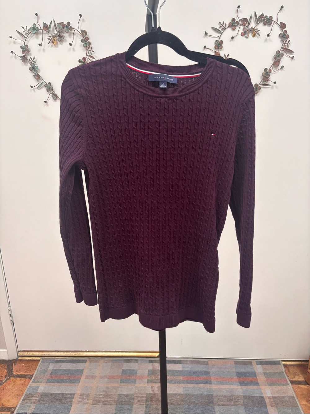 Tommy Hilfiger Women's Cable-Knit Crewneck Sweater - Plum
